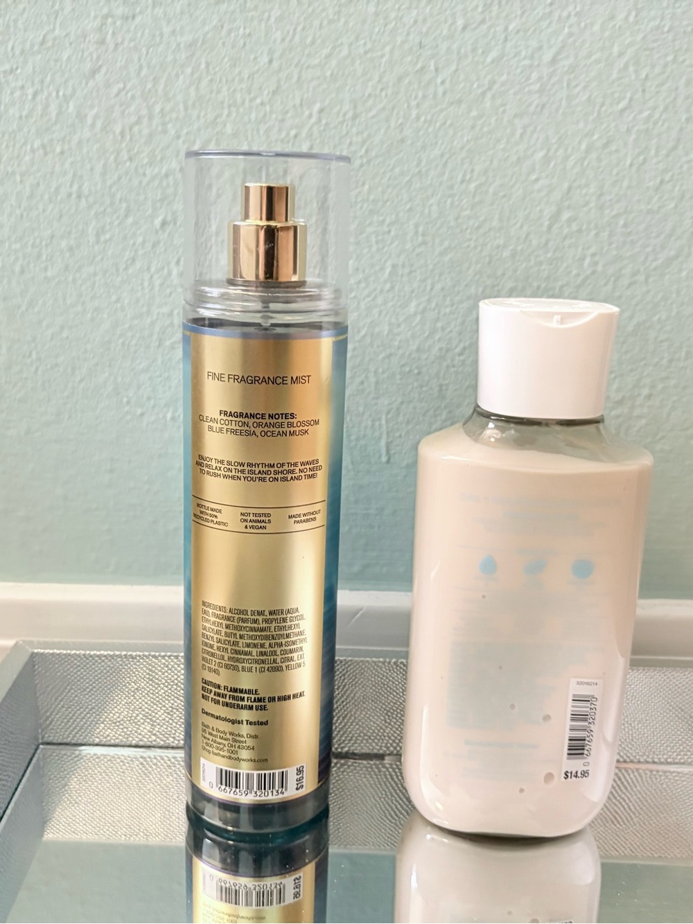 Sea Island Shore Body Mist & Lotion Set Cotton Freesia Bath & Body Works - 16 oz - Picture 2 of 3